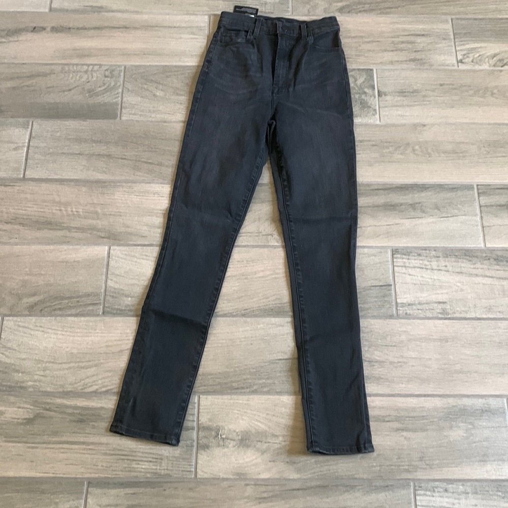 K brand 1212 runway super high rise slim straight black jeans